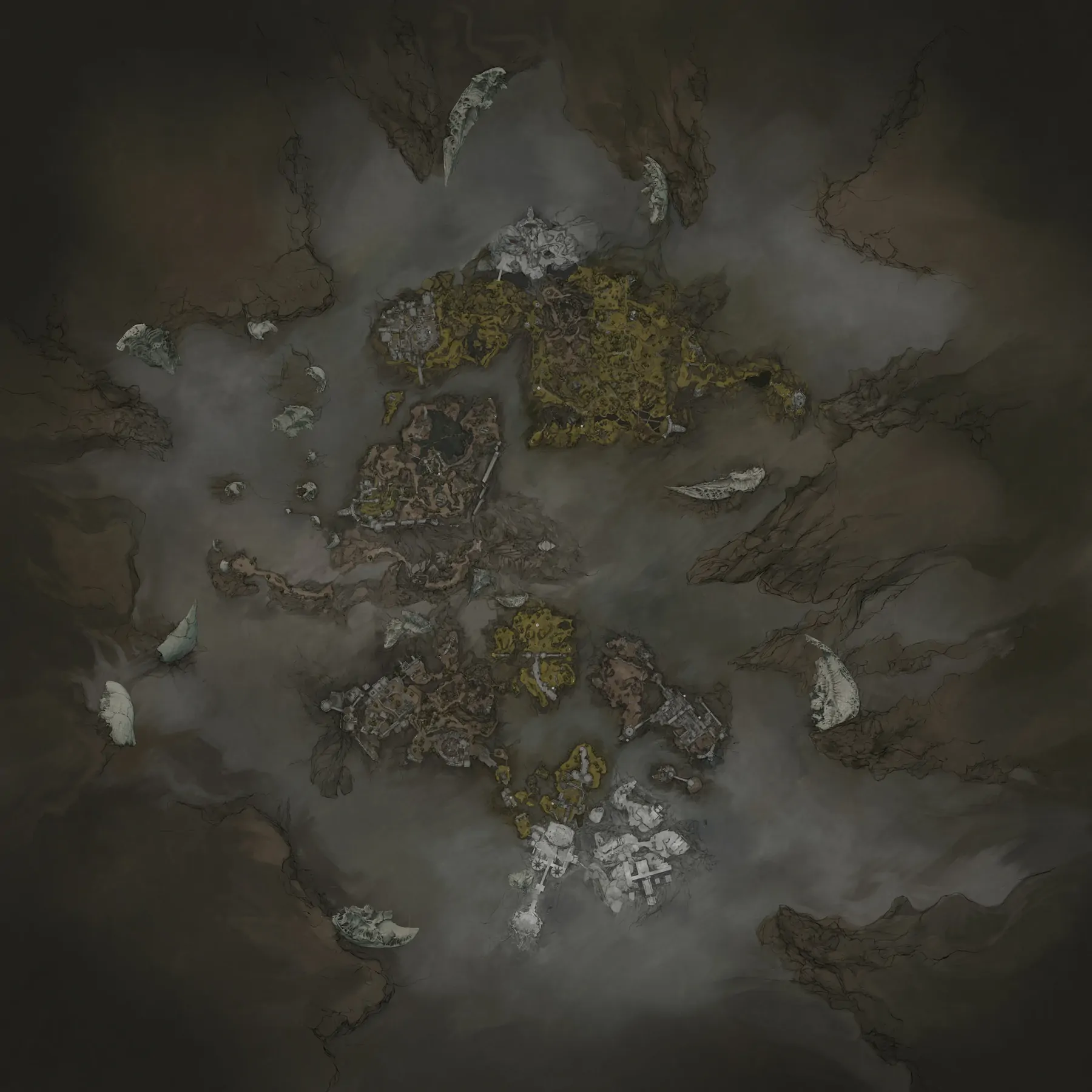 Mortal Shell II world map overview showing interconnected regions in fog